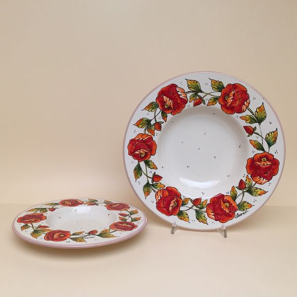 DINNERWARE SET; DESIGN: PAPAVERO FONDO BIANCO (POPPIES)